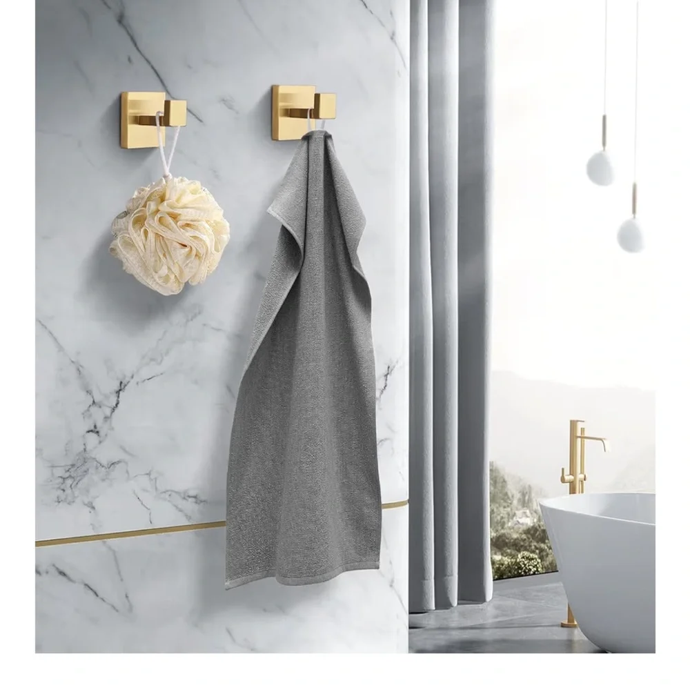 Heavy-Duty WALL/Towel Hooks Rust-Resistant Waterproof in Brushed Gold (2-pack)